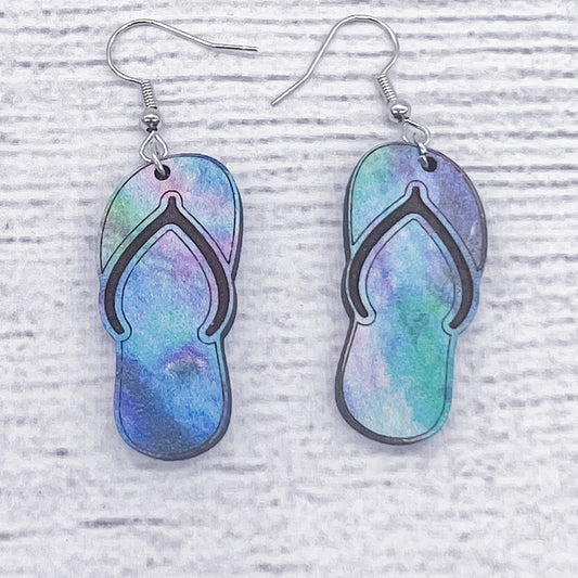 Multi-color Flip Flop Earrings / Summer Earrings / Flip Flop Dangles
