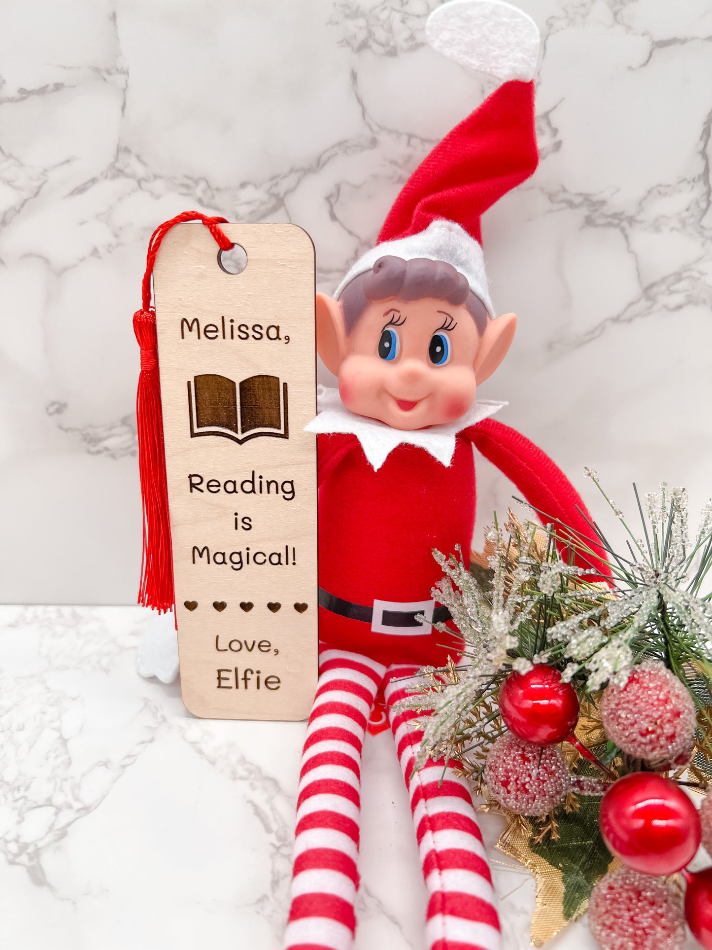 Elf Props / Personalized Bookmark / Guitar / Corn Hole Board for Elf / Selfie Wood Phone Prop