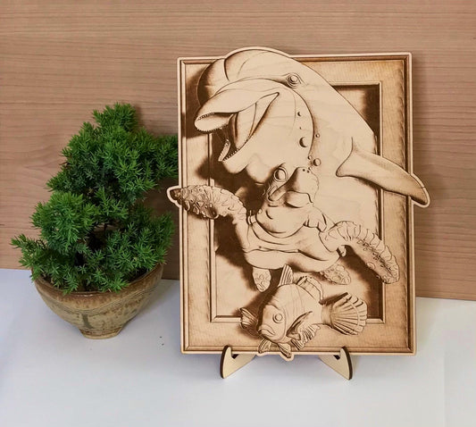 3D Dolphin Sea Life Wood Art Display