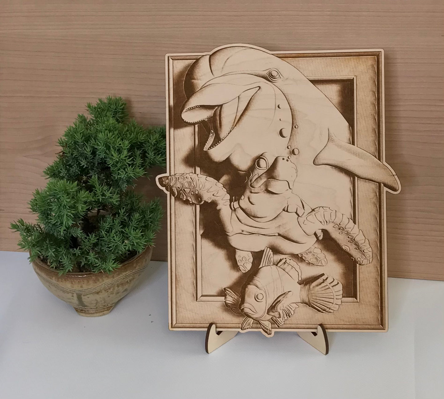 3D Dolphin Sea Life Wood Art Display