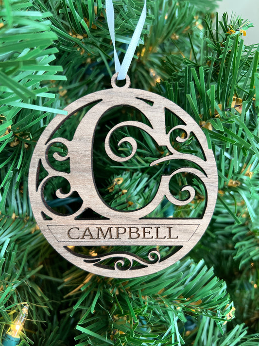 Personalized Monogram Ornament / Family Name Ornament