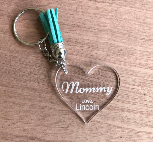 New! Personalized Acrylic Heart Keychains