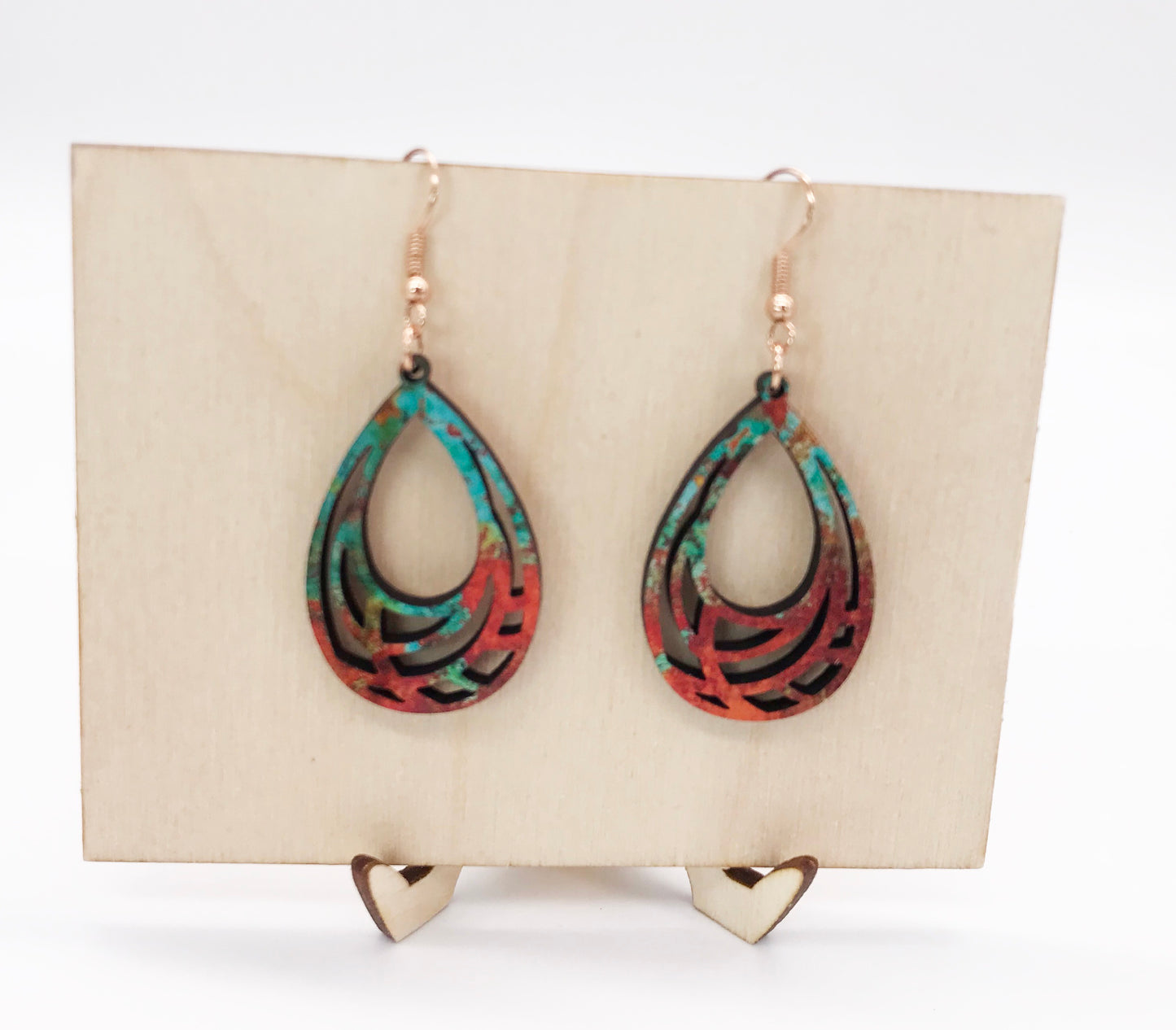Copper Turquoise Teardrop Earrings