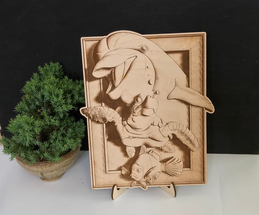 3D Dolphin Sea Life Wood Art Display