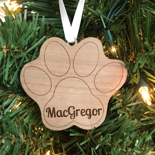 Paw Print Ornament / Dog Ornament / Personalized Pet Ornament