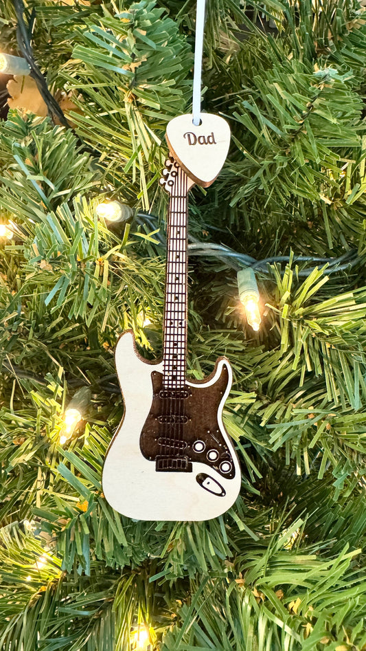 Electric Acoustic Guitar Ornament. Stratocaster Style. Dark