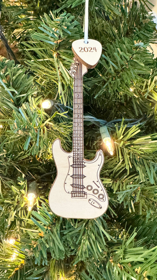 Electric Acoustic Guitar Ornament. Stratocaster Style. Light