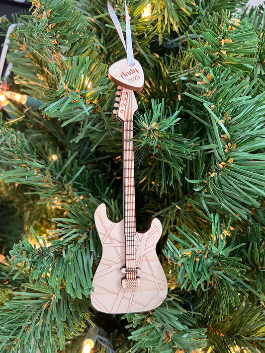 Electric Guitar Ornament with Personalized Pick