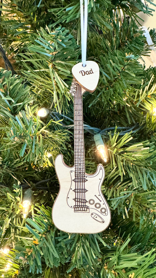 Electric Acoustic Guitar Ornament. Stratocaster Style. Light