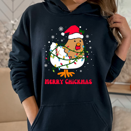 Chicken Christmas Hoodie Merry Chickmas Sweatshirt