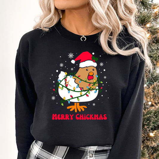 Chicken Christmas Sweatshirt Merry Chickmas