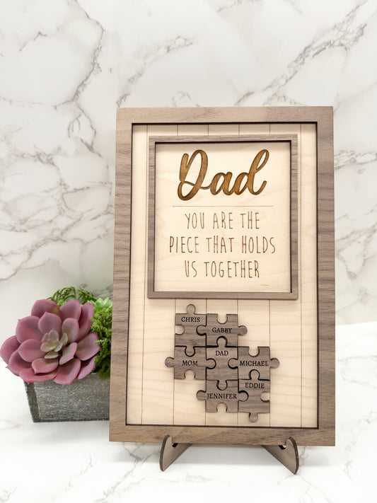 Personalized Dad Puzzle Display Sign