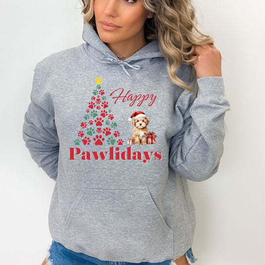 Dog Christmas Hoodie Happy Pawlidays Sweatshirt