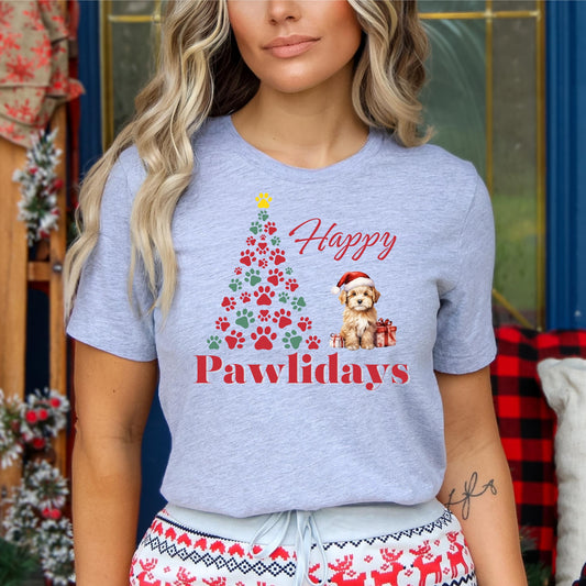 Happy Pawlidays Shirt Christmas Dog Holiday Tee