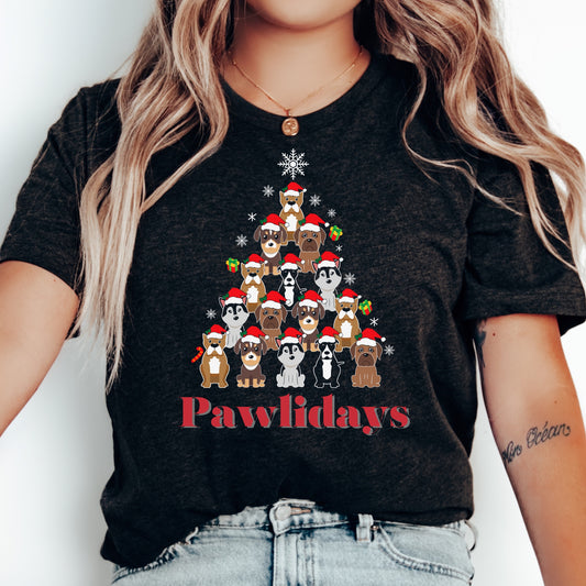 Dog Christmas Shirt Happy Pawlidays Tee