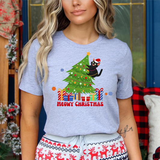 Cat Christmas Shirt Meowy Christmas Tee