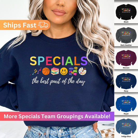 Specials Teacher Team Sweatshirt: Art, Music, PE, Library/Media, Language/Spanish, Counselor