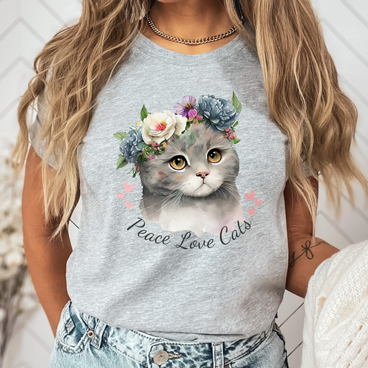Cat Shirt Peace Love Cats Shirt Cat Lover Tshirt