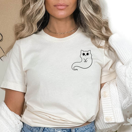 Halloween Shirt Cat Shirt Cute Cat Ghost Tshirt