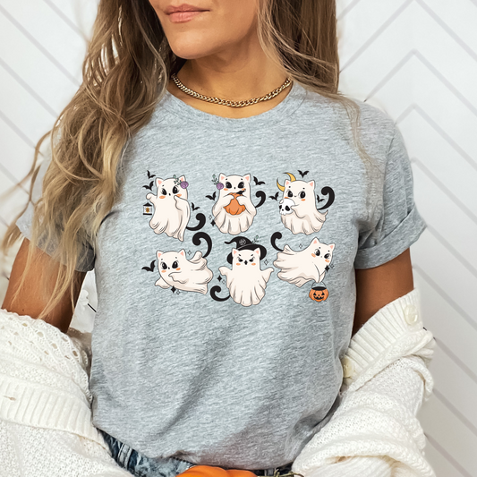 Halloween Shirt Cat Shirt Cute Cat Shirt Ghost Tshirt