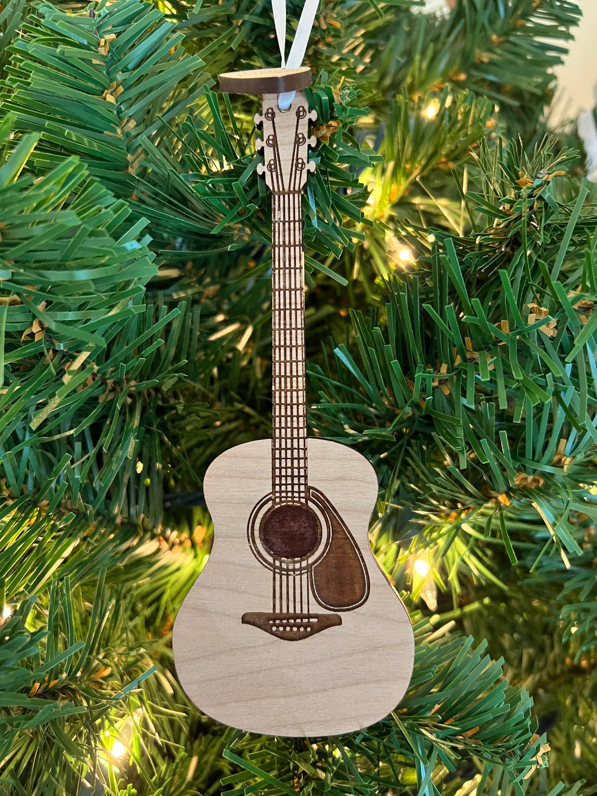 Acoustic Guitar Ornament with Personalized Pick Birthday Christmas Gift for Guitar Player