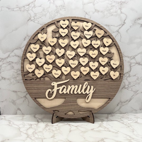 Personalized Family Tree Display Gift - Mother’s Day / Father’s Day / Grandparents Day / Mom / Dad / Birthday / Wedding / Birth Announcement