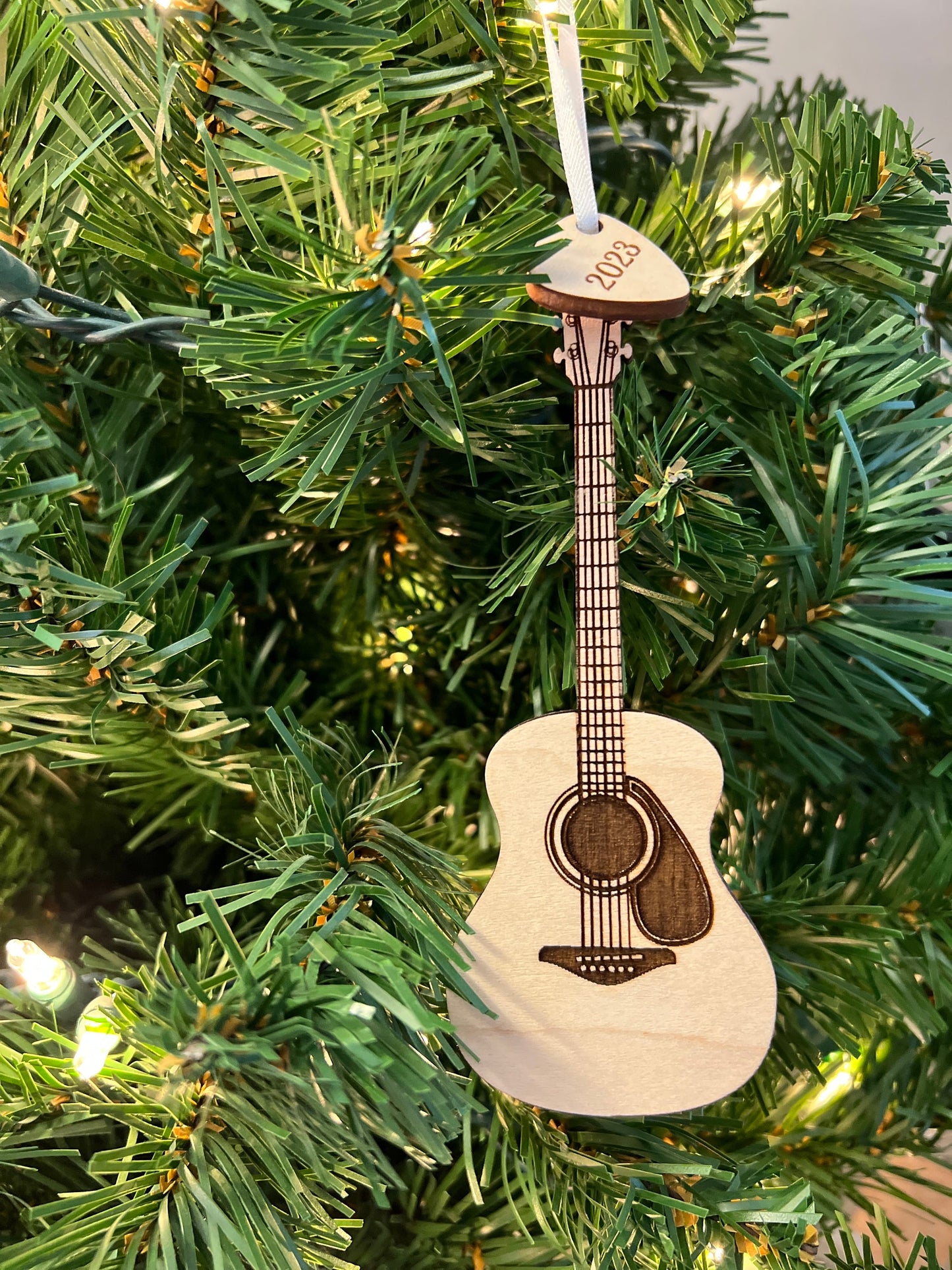 Acoustic Guitar Ornament with Personalized Pick Birthday Christmas Gift for Guitar Player