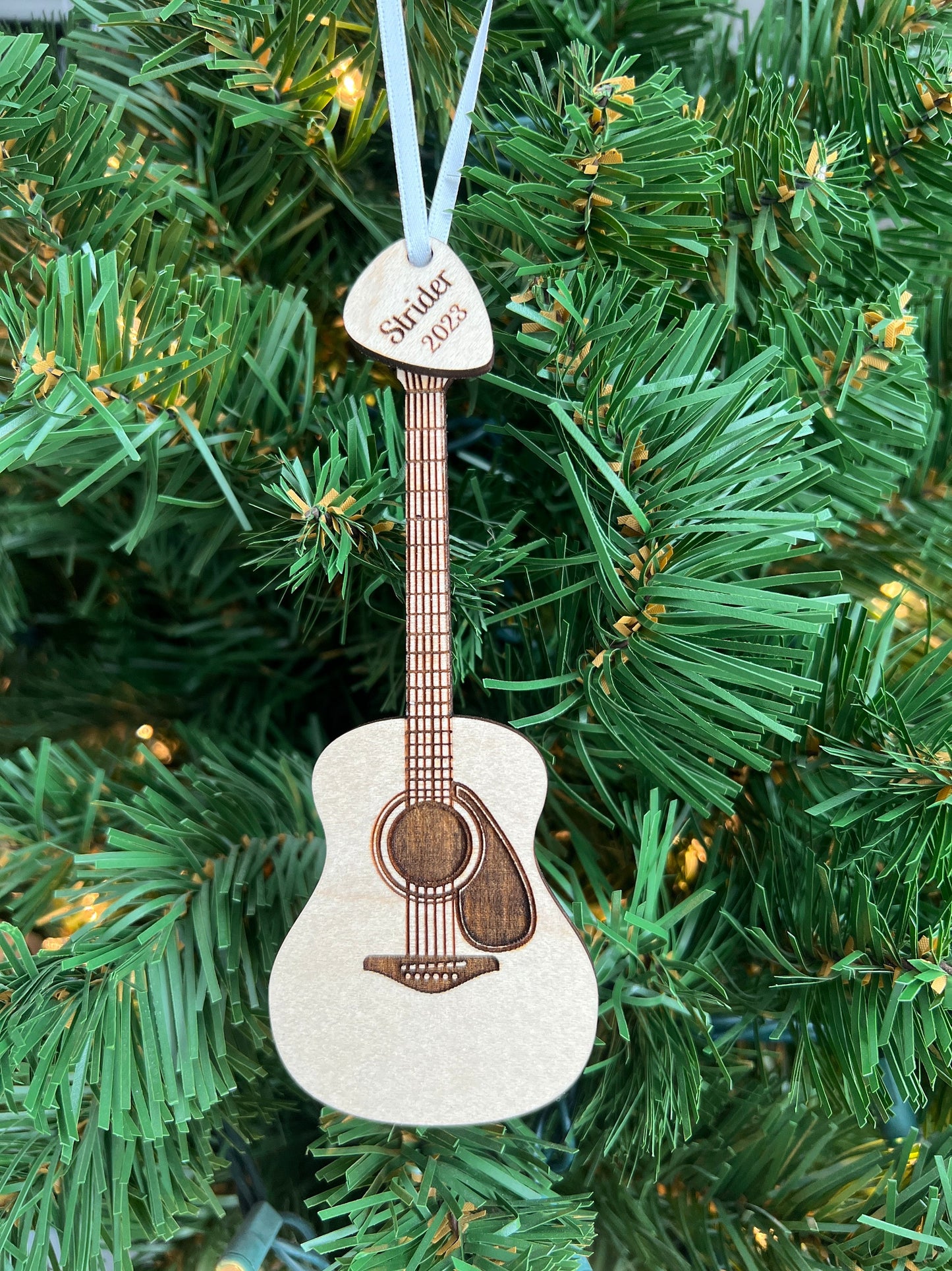 Acoustic Guitar Ornament with Personalized Pick Birthday Christmas Gift for Guitar Player