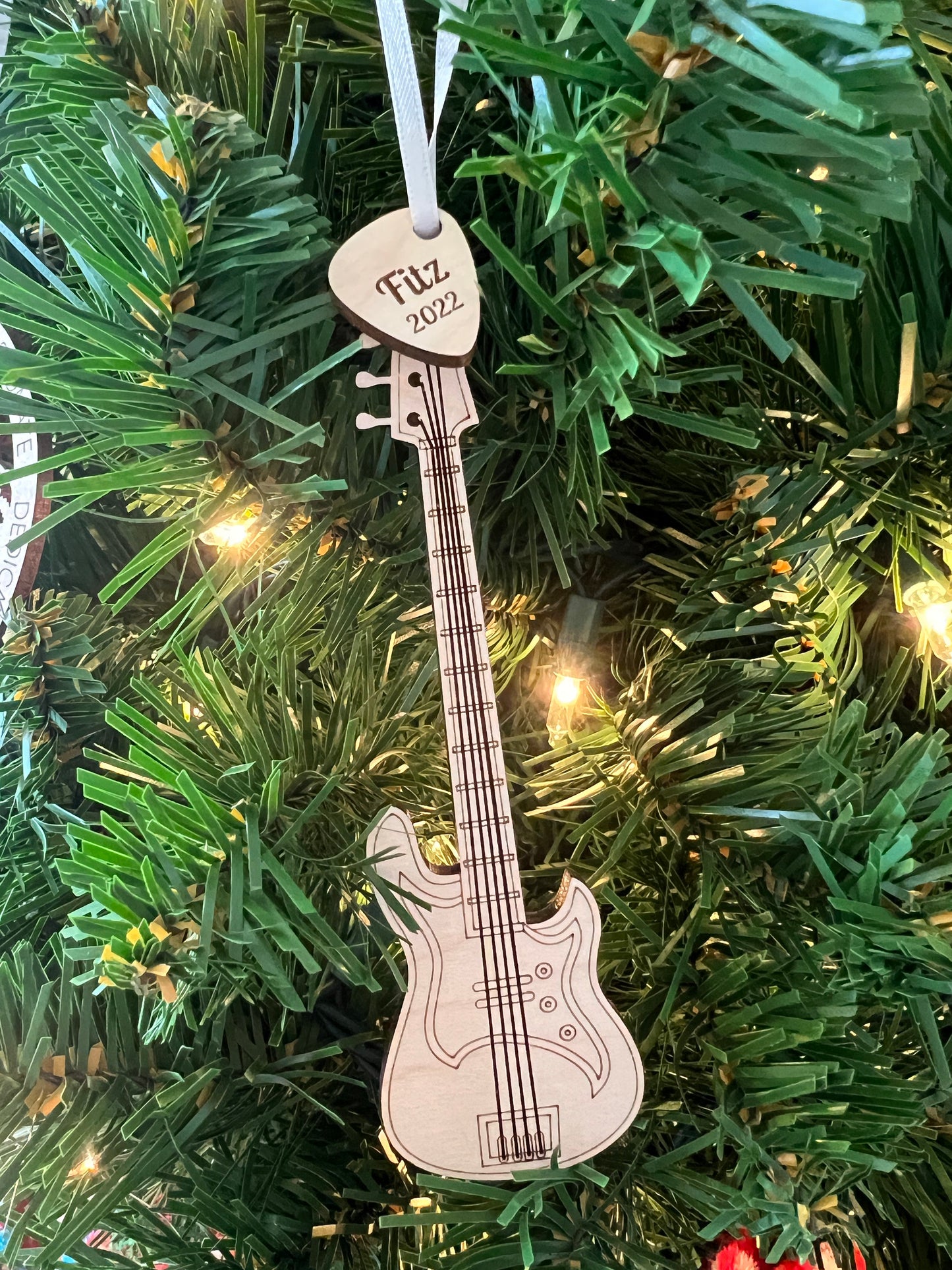 Bass Guitar Ornament with Personalized Pick Christmas Gift for Bass Player