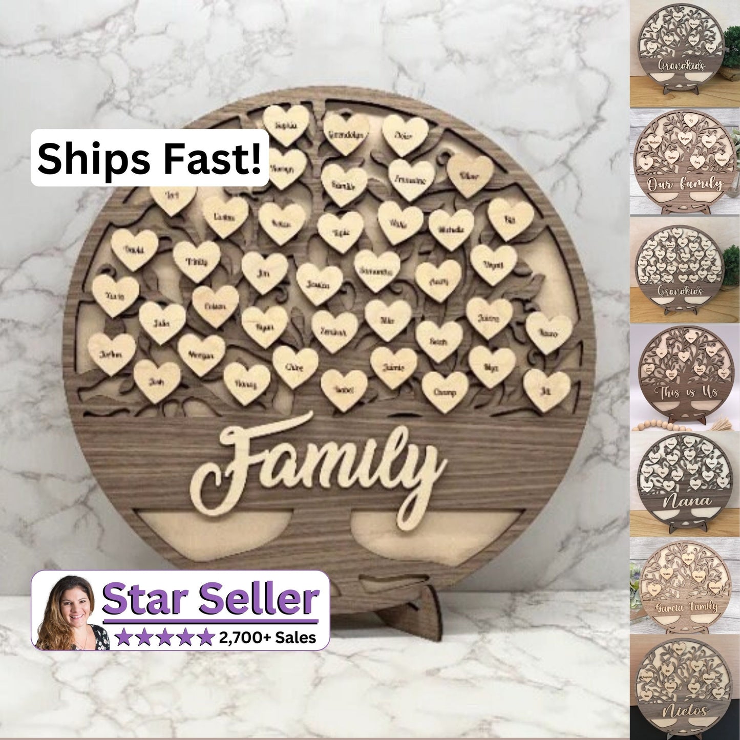 Personalized Family Tree Display Gift - Mother’s Day / Father’s Day / Grandparents Day / Mom / Dad / Birthday / Wedding / Birth Announcement