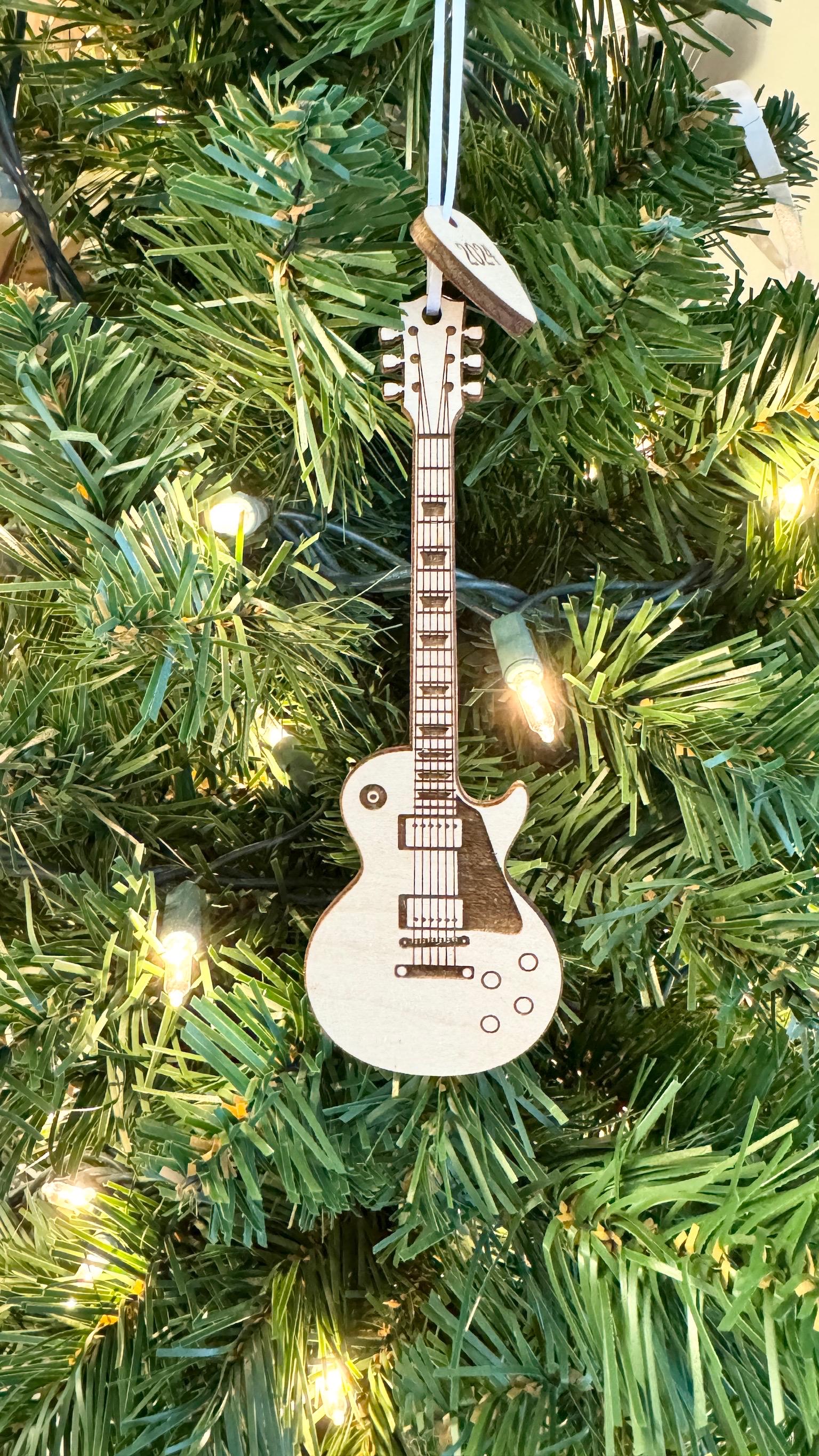 Electric Guitar Ornament with Personalized Pick Christmas Gift for Guitarist