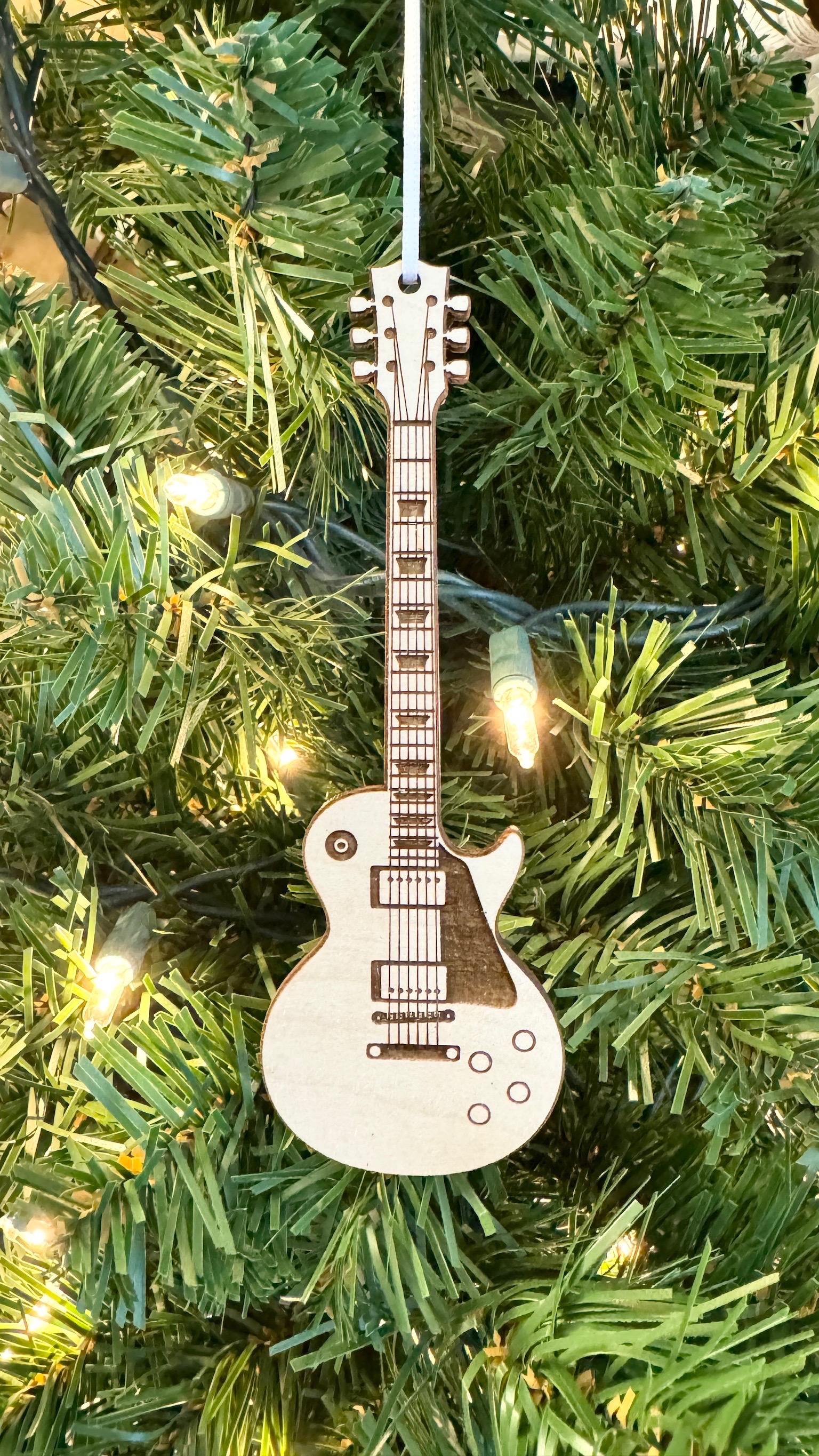 Electric Guitar Ornament with Personalized Pick Christmas Gift for Guitarist