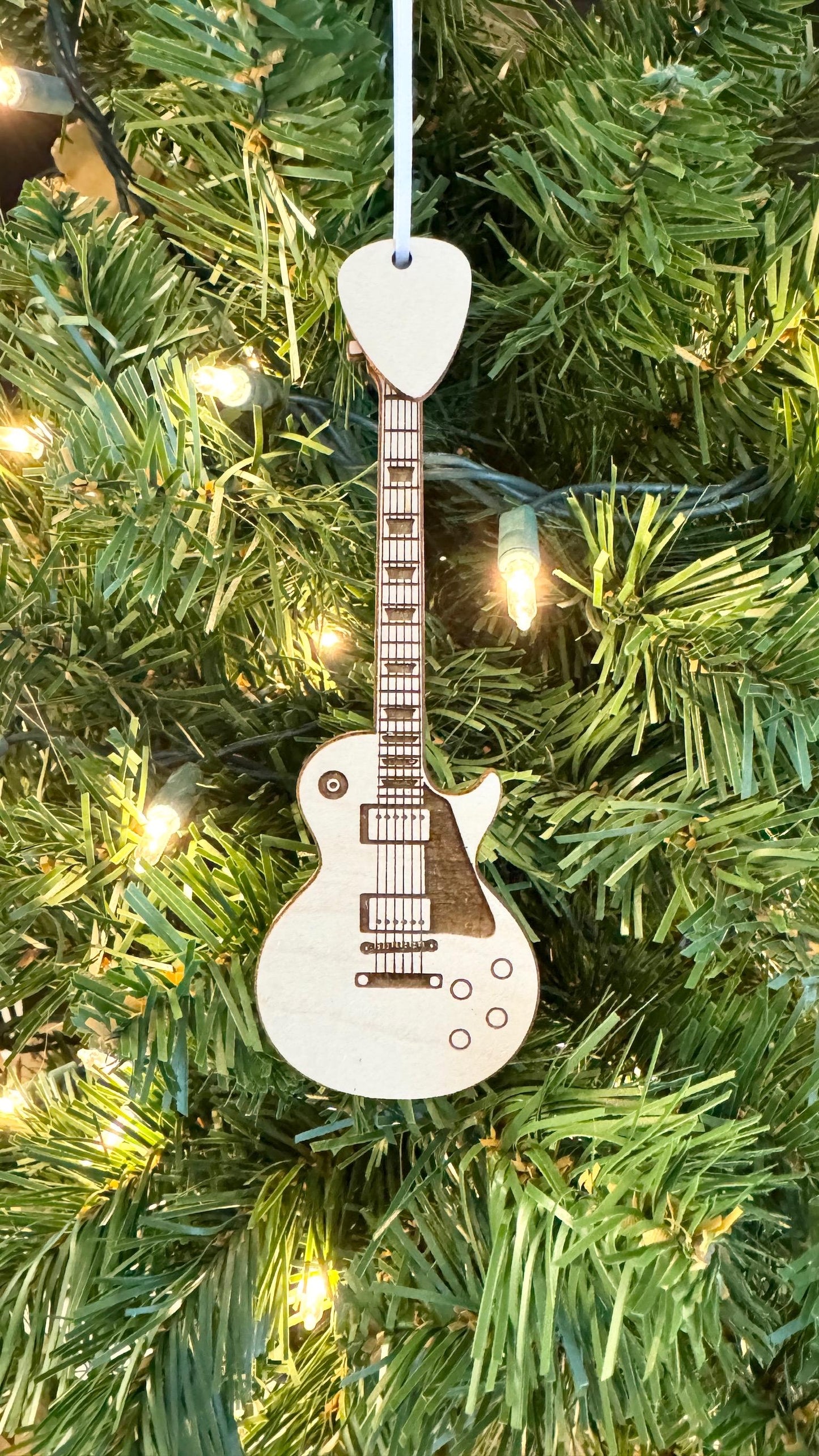 Electric Guitar Ornament with Personalized Pick Christmas Gift for Guitarist