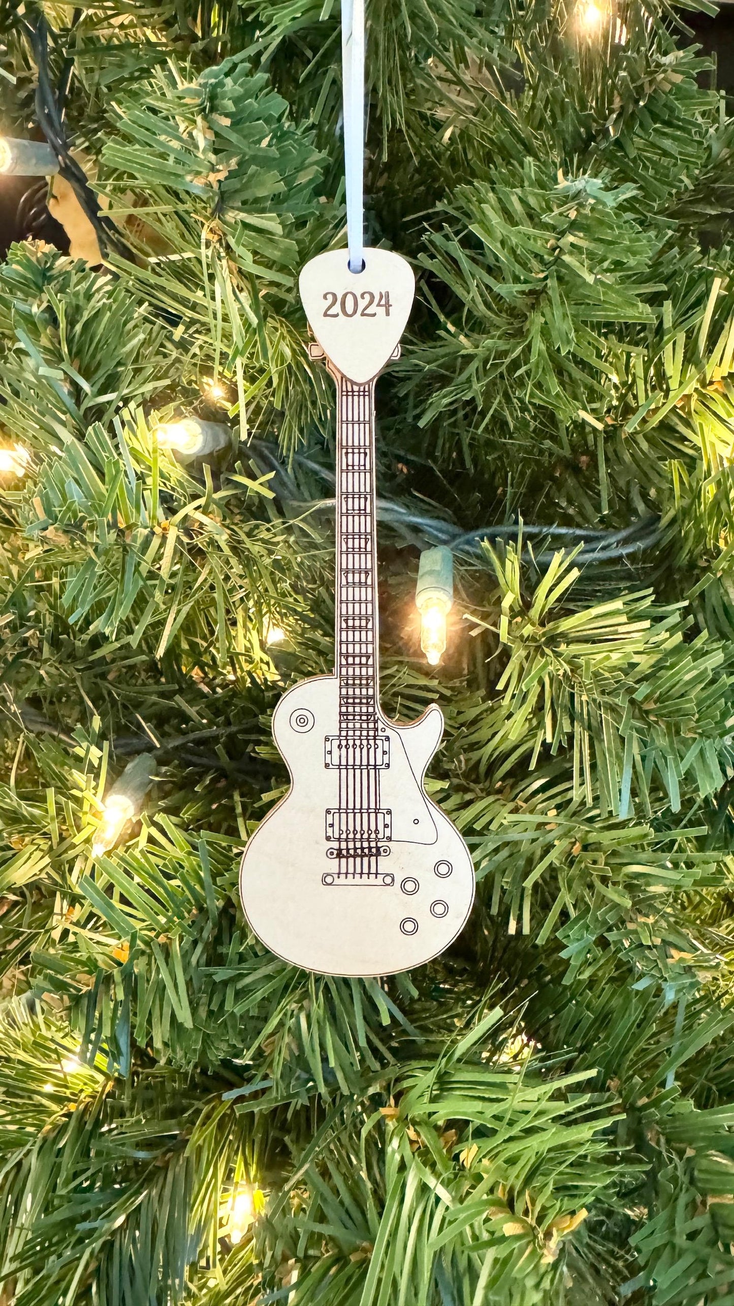 Electric Guitar Ornament with Personalized Pick Christmas Gift for Guitarist