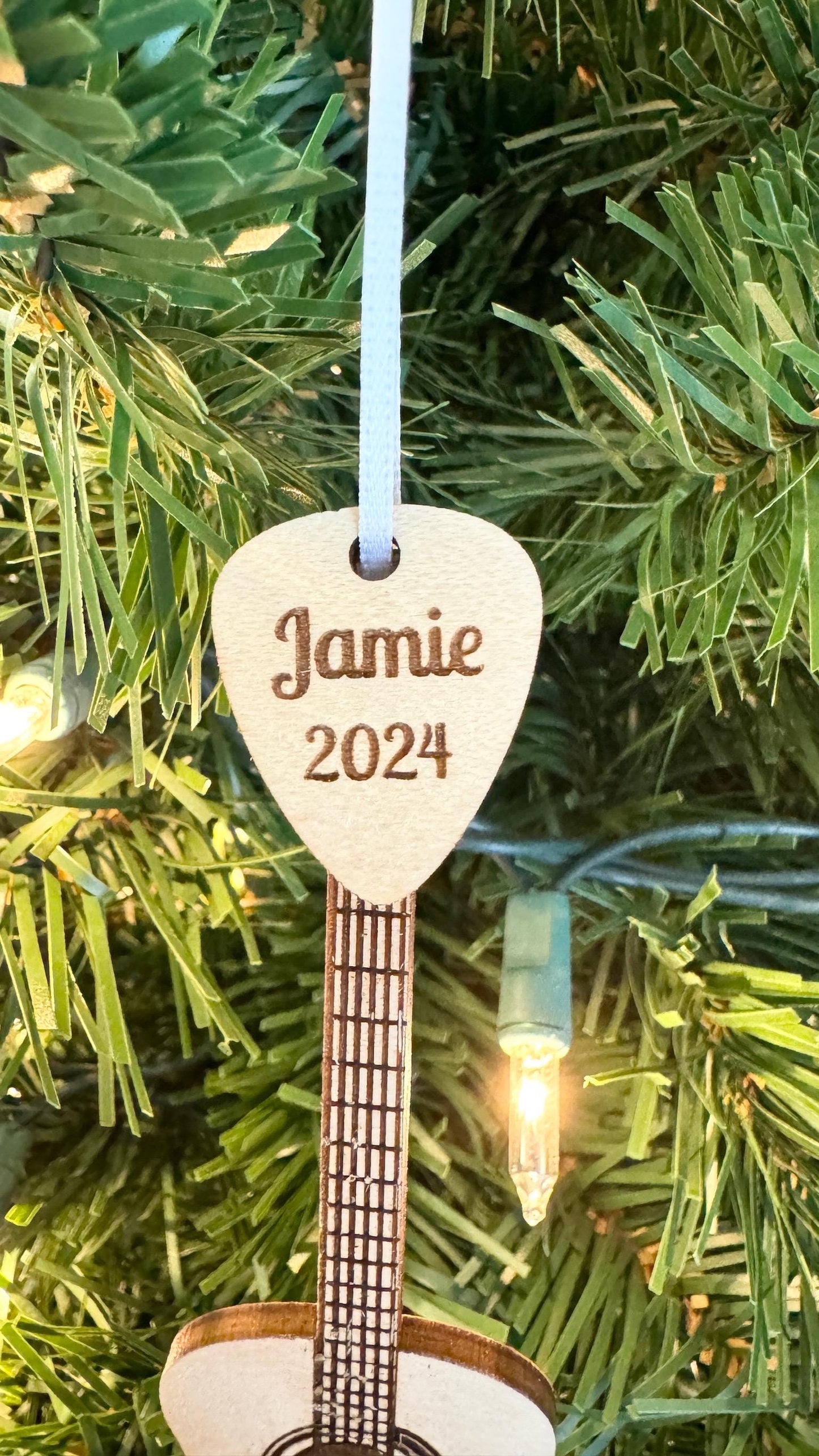 Electric Guitar Ornament with Personalized Pick Christmas Gift for Guitarist