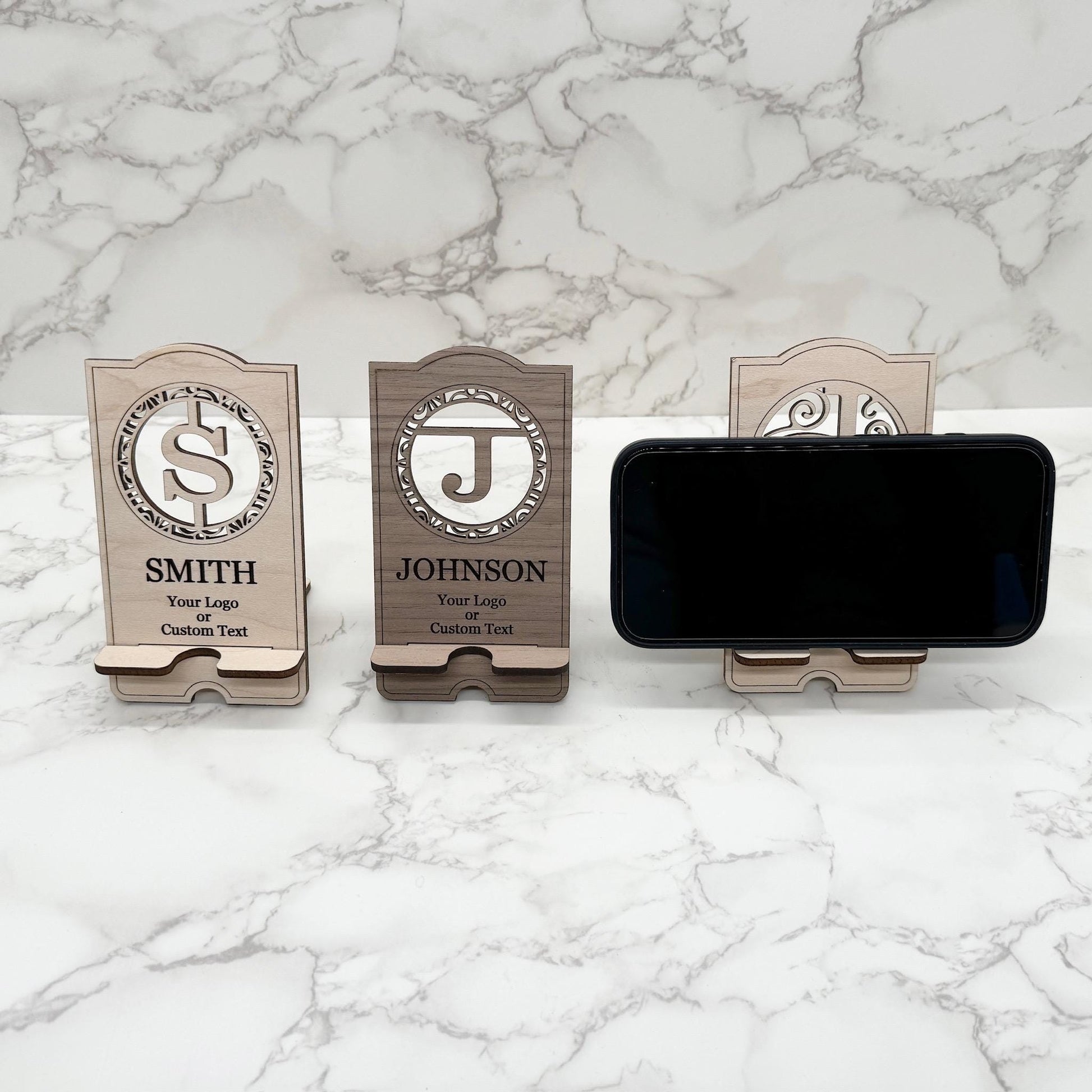 Logo or Custom Text Branded Personalized Monogram Phone Charging Stand Corporate Christmas Gift for Clients, Coworkers, Employees, and Boss