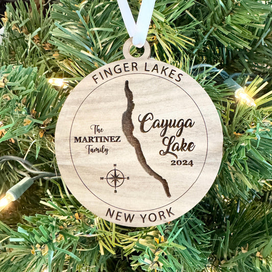 Personalized Cayuga Lake Finger Lakes Ornaments FLX Christmas Gift