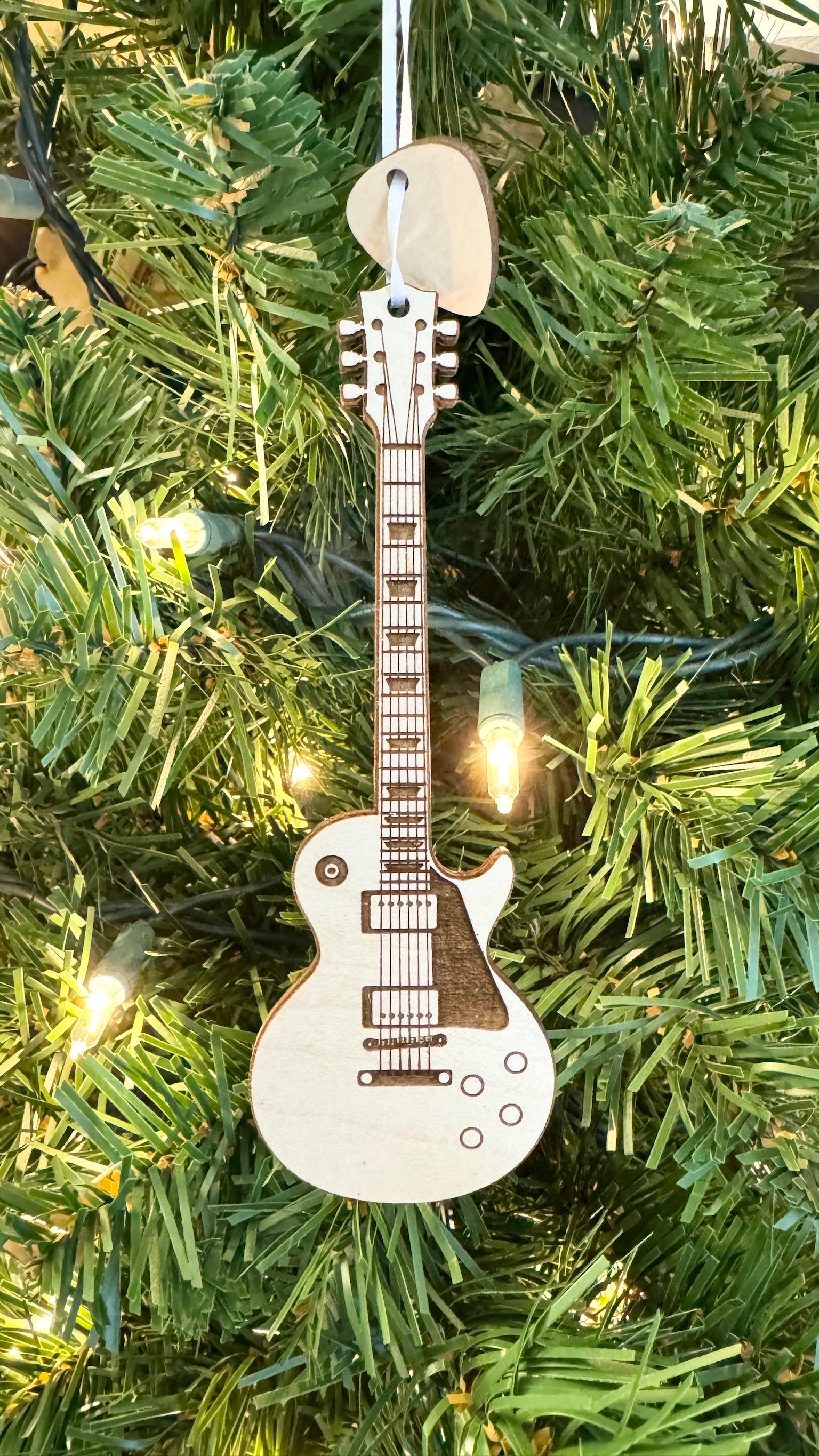 Electric Guitar Ornament with Personalized Pick Christmas Gift for Guitarist