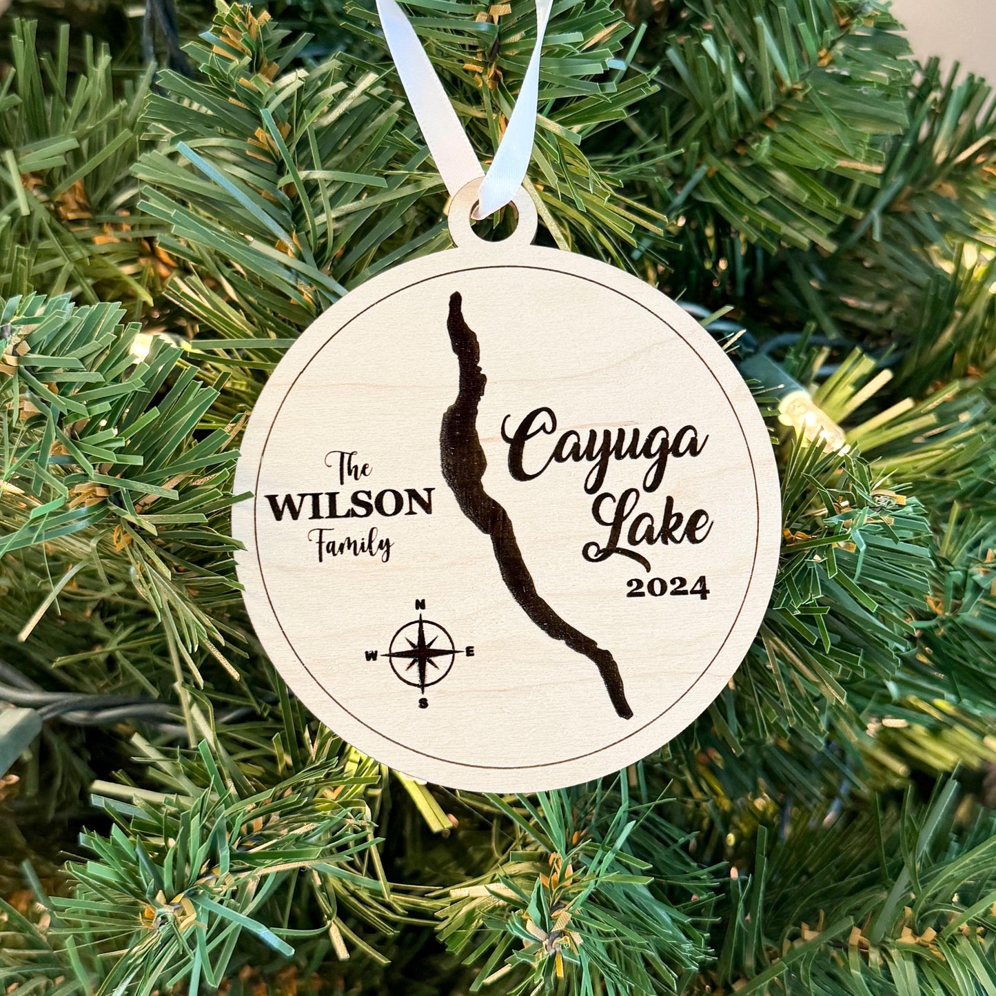 Personalized Cayuga Lake Finger Lakes Ornaments FLX Christmas Gift