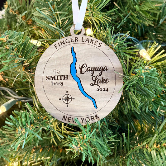 Personalized Cayuga Lake Finger Lakes Ornaments FLX Christmas Gift