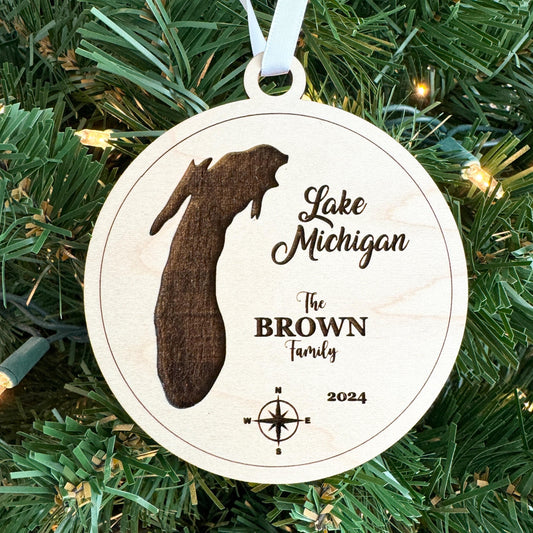 Personalized Lake Michigan Great Lakes Ornaments Christmas Gift