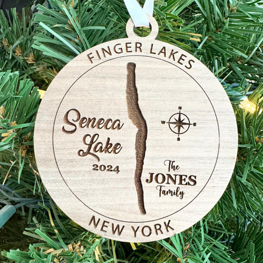 Personalized Seneca Lake Finger Lakes Ornaments FLX Christmas Gift