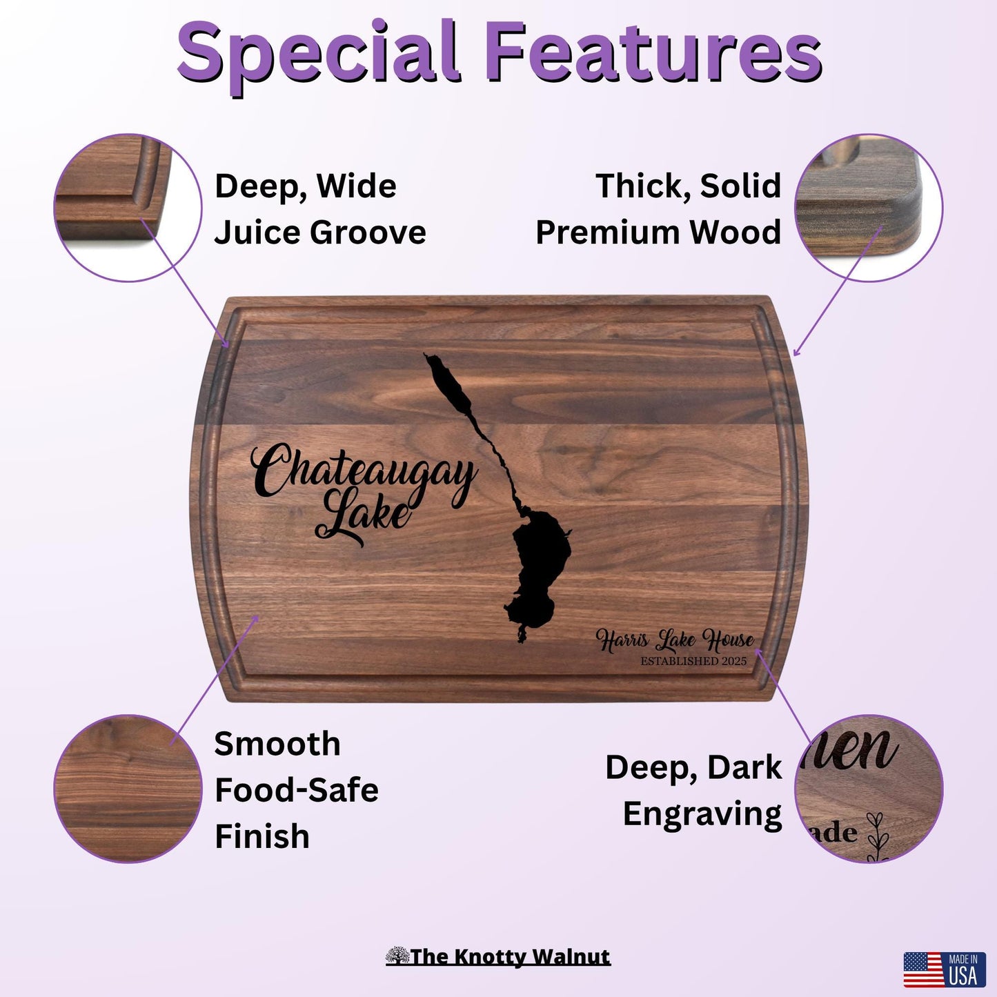 Personalized Chateaugay Lake Cutting Board Gift - Housewarming, Christmas, Birthday, Wedding, Vacation, Chateaugay Lake