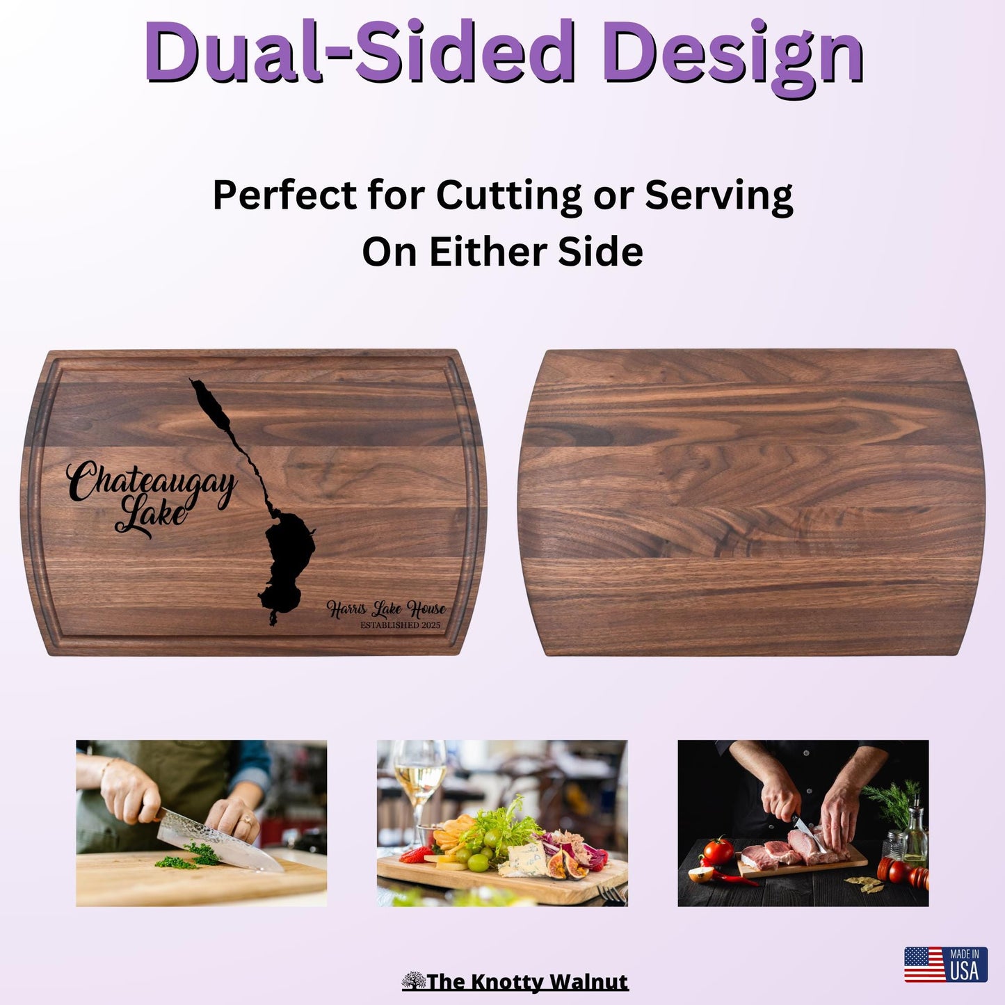 Personalized Chateaugay Lake Cutting Board Gift - Housewarming, Christmas, Birthday, Wedding, Vacation, Chateaugay Lake