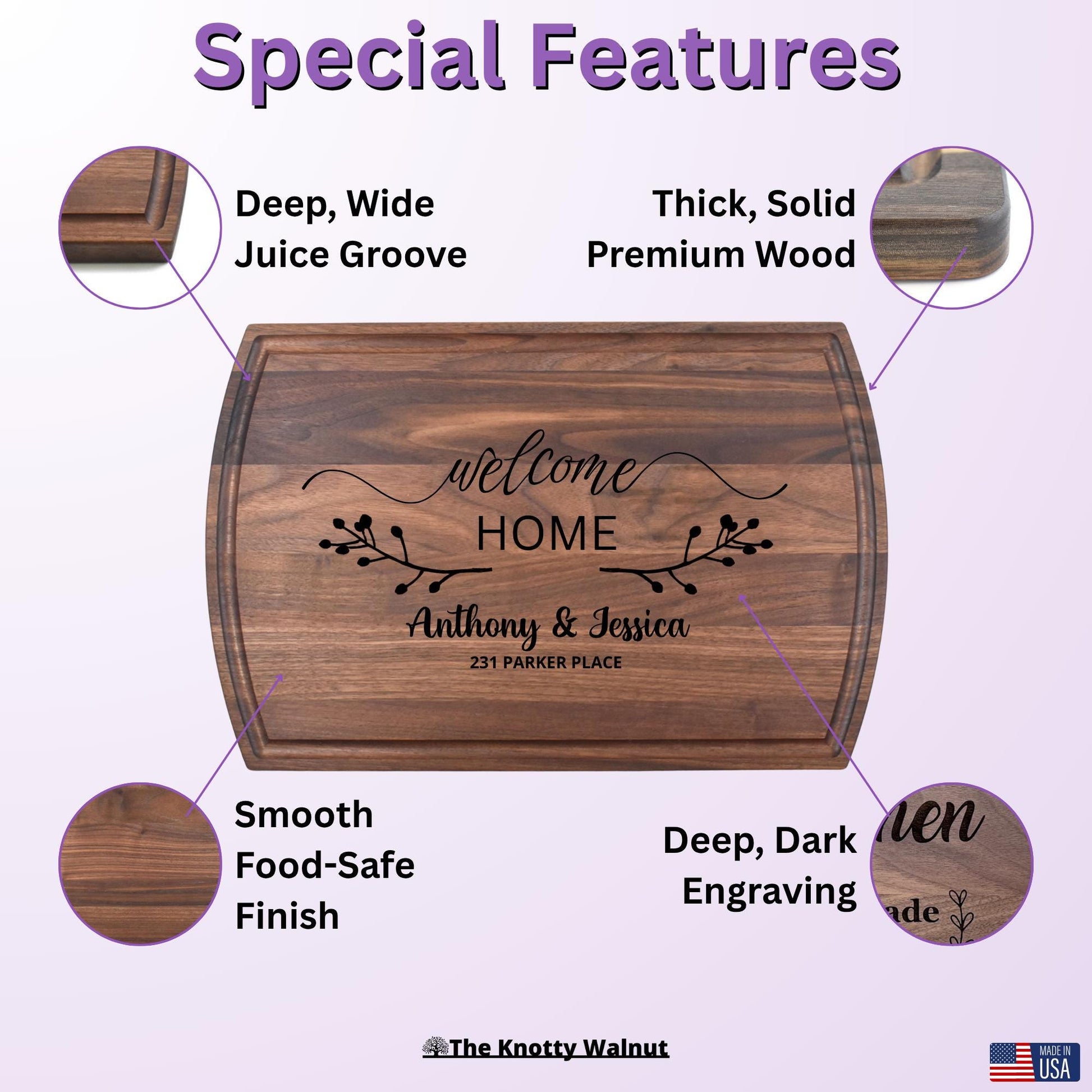 Personalized Cutting Board - Custom Housewarming Gift for New Home - Engraved Gift for Homeowner - Realtor Closing Gift for First-Time Buyer