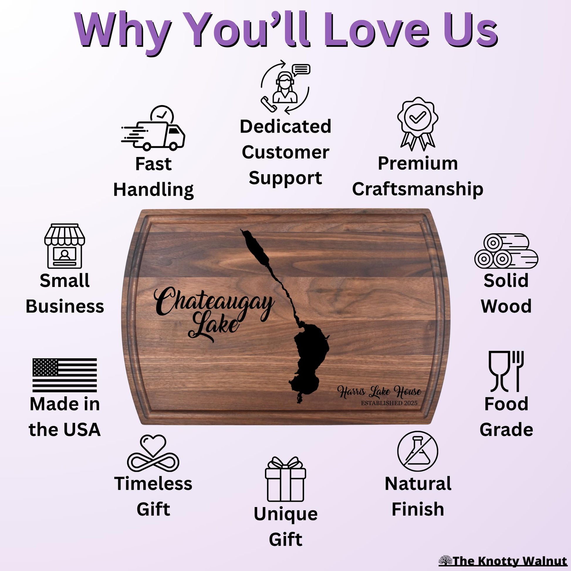 Personalized Chateaugay Lake Cutting Board Gift - Housewarming, Christmas, Birthday, Wedding, Vacation, Chateaugay Lake