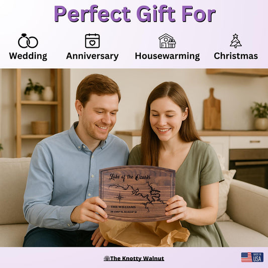 Any Lake - Personalized Cutting Board & Charcuterie – Custom Engraved Wood Gift for Wedding, Anniversary, Housewarming, Birthday, Christmas