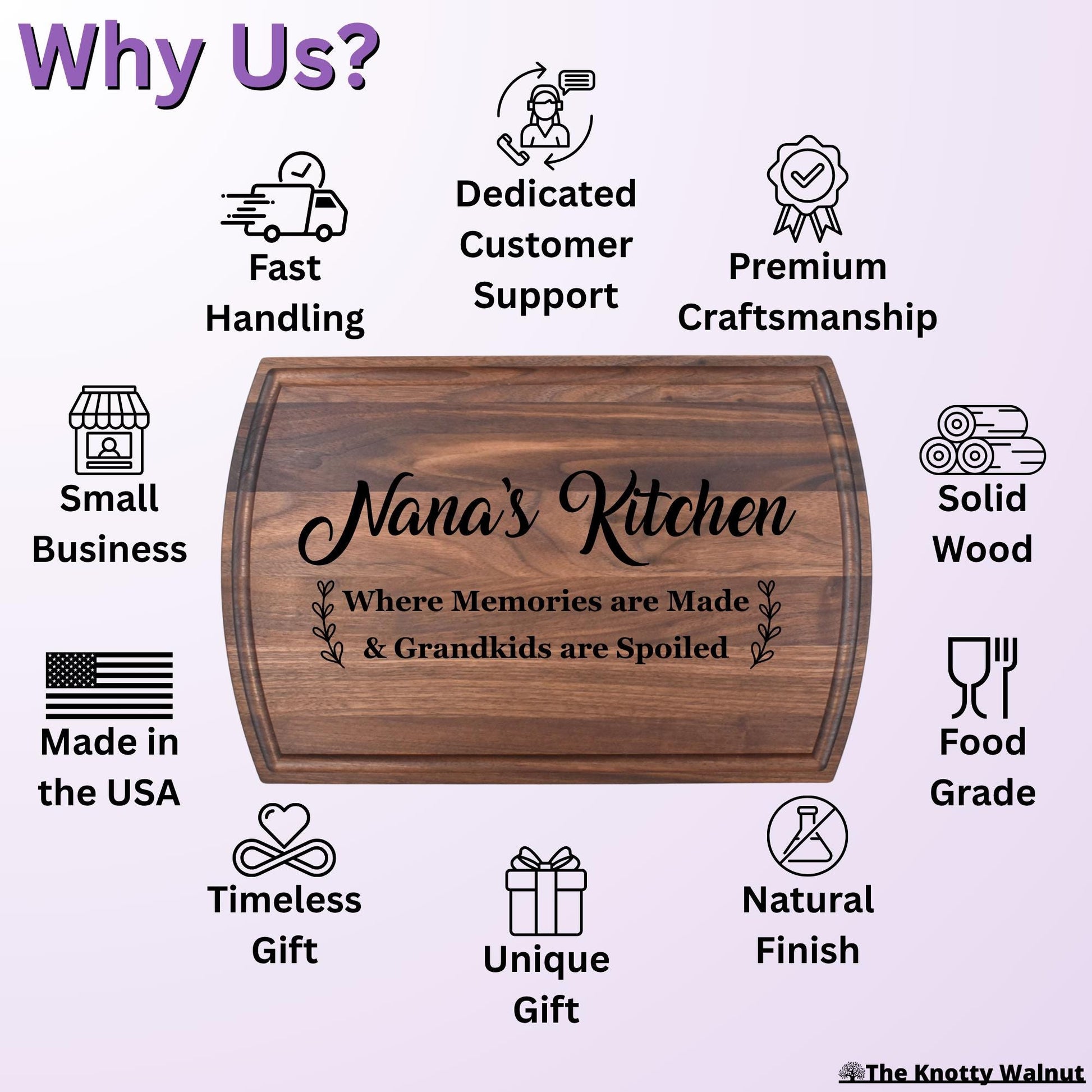 Personalized Cutting Board Gift for Grandma, Nana, Grammy, Granny, Nanny, Mamaw, Mawmaw, Mimi, Grandmother, Memaw, Abuela/Abuelita, Custom