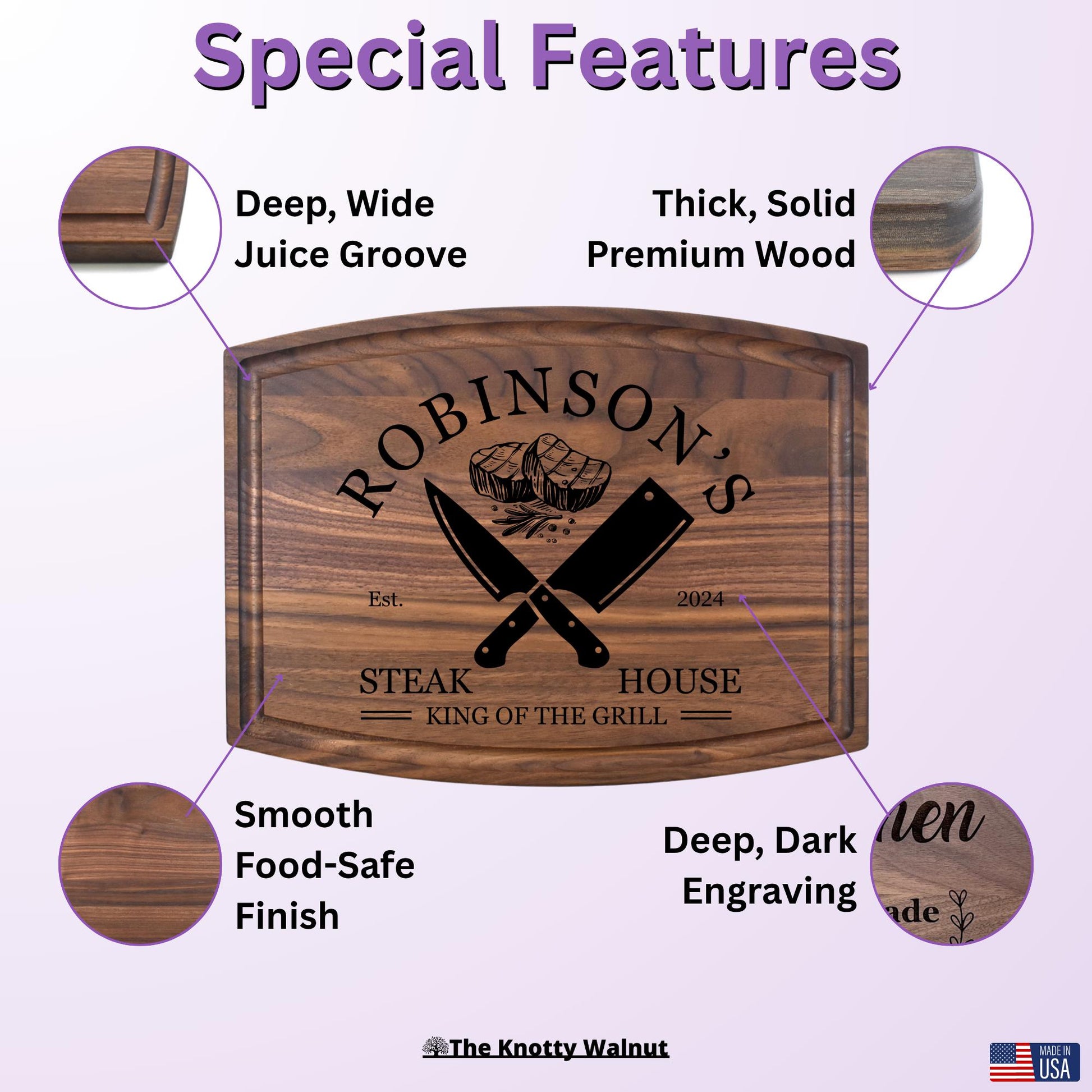 Personalized Gift for Dad, Grandad, Grandaddy, Grandfather, Pop, Papa, PawPaw - Father’s Day, Birthday, Christmas - BBQ Grill Cutting Board