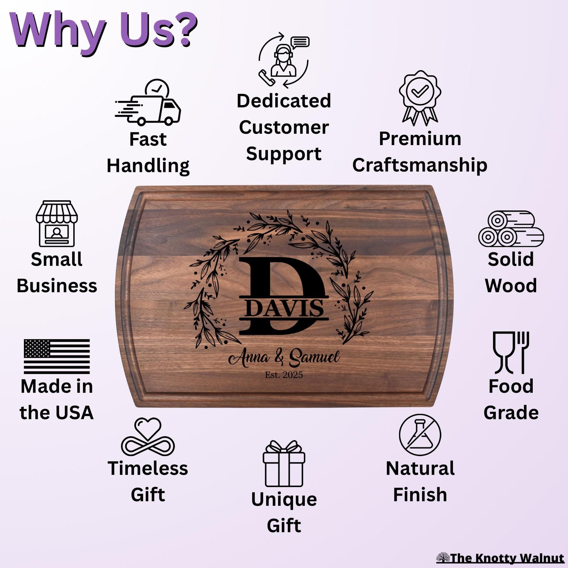 Personalized Cutting Board & Charcuterie – Custom Engraved Gift for Bridal Shower, Wedding, Engagement, Anniversary, Housewarming